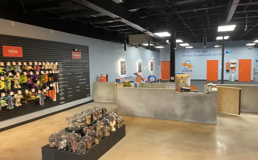 The finished reception and retail area of the Zoom Room build-out in Longwood, Florida